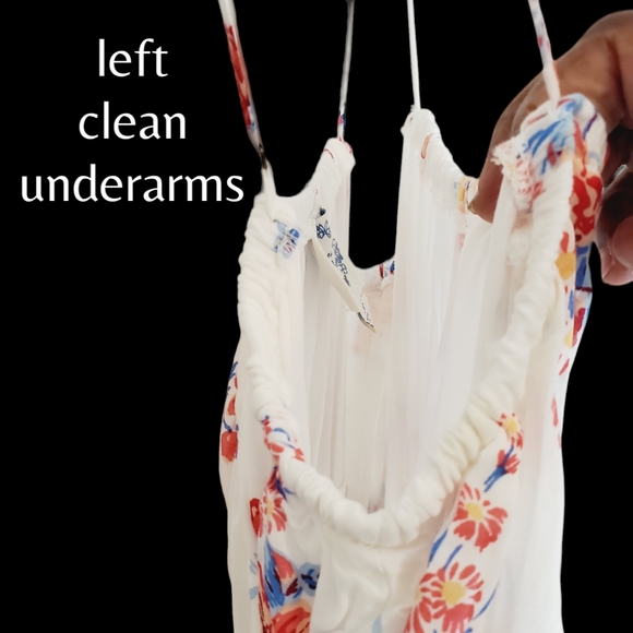 Blue Rain White Dress with Spaghetti Straps, Floral Pattern throughout sz Small - Picture 3 of 10